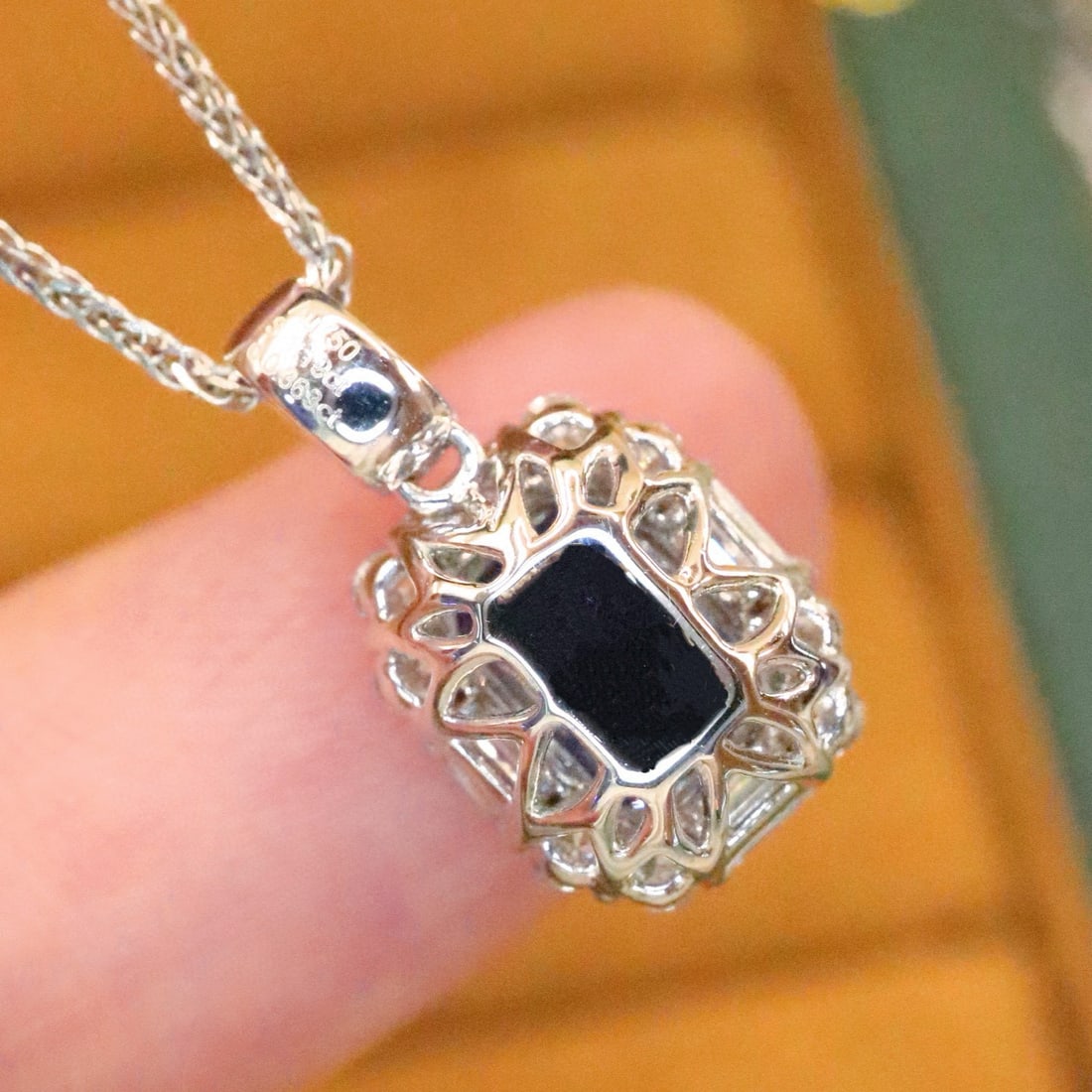14k Gold 1.55 Ctw Natural Sapphire & Diamond Pendant( Without Chain ) - 4