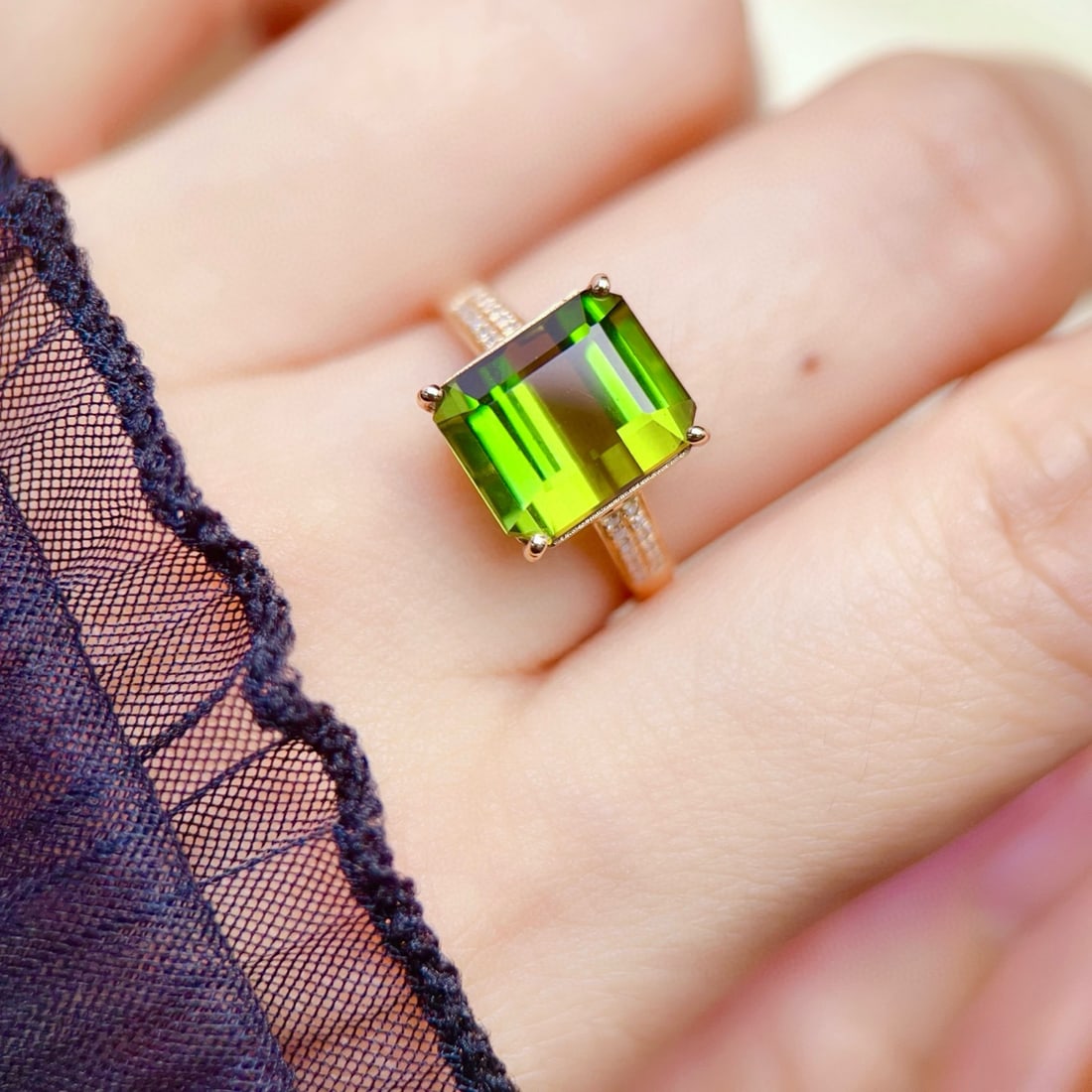 14k Gold 5.47 Ctw Natural Tourmaline & Diamond Ring - 6