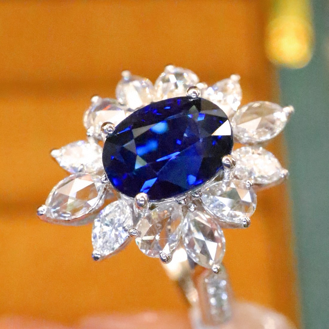 14k Gold 2.95 Ctw Natural Sapphire & Diamond Ring - 3