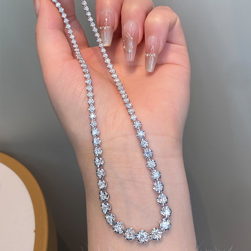 14k Gold 10 Ct Natural H Diamond Necklace - 3