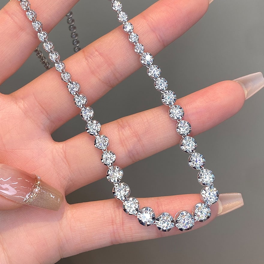 14k Gold 10 Ct Natural H Diamond Necklace - 4