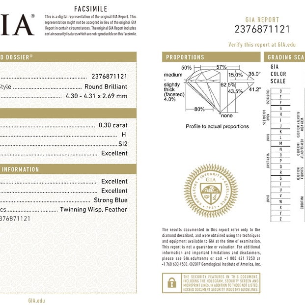 Gia Certified 14k Gold 0.3 Ct Natural H Si2 3ex Round Diamond Pendant( Without Chain ) - 3