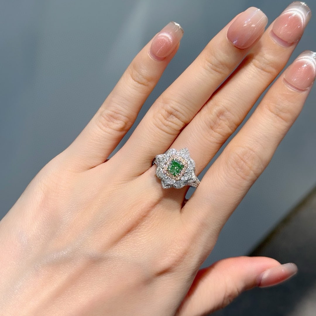 14k Gold 2.15 Ctw Natural Green Diamond & Diamond Ring/pendant( Without Chain ) - 4