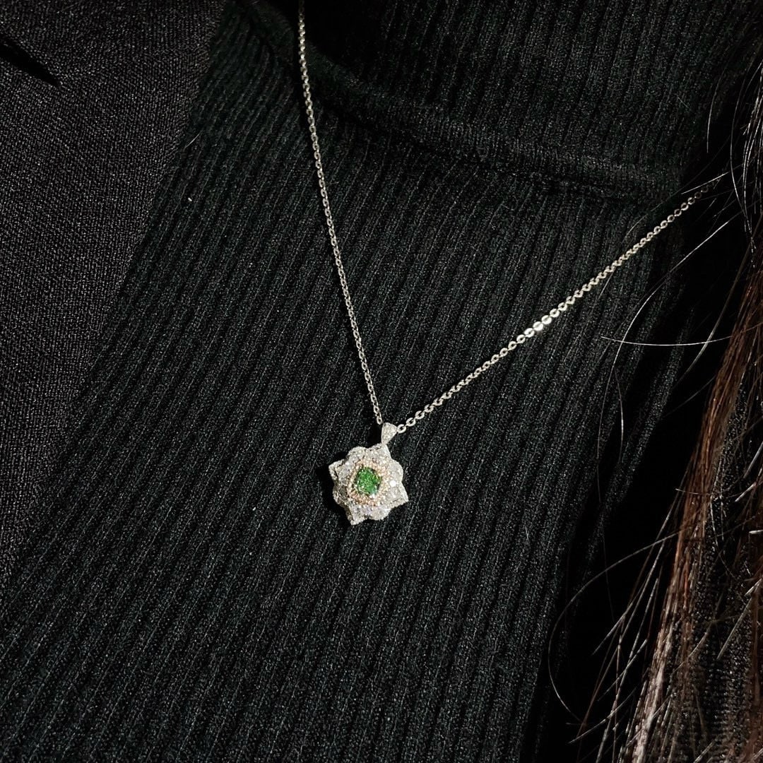 14k Gold 2.15 Ctw Natural Green Diamond & Diamond Ring/pendant( Without Chain ) - 5