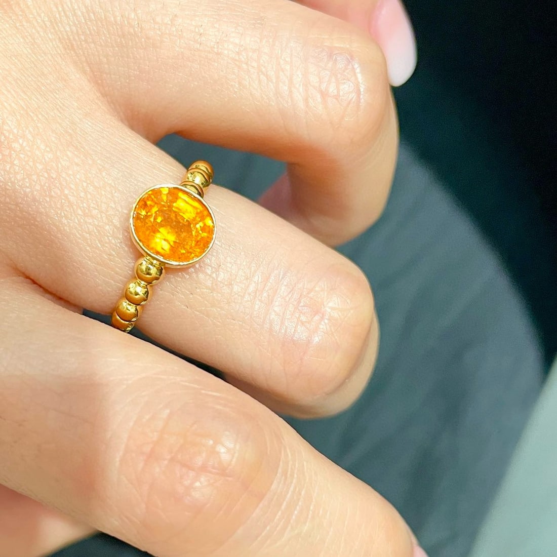 14k Gold 2.18 Ct Natural Spessartine Ring - 6