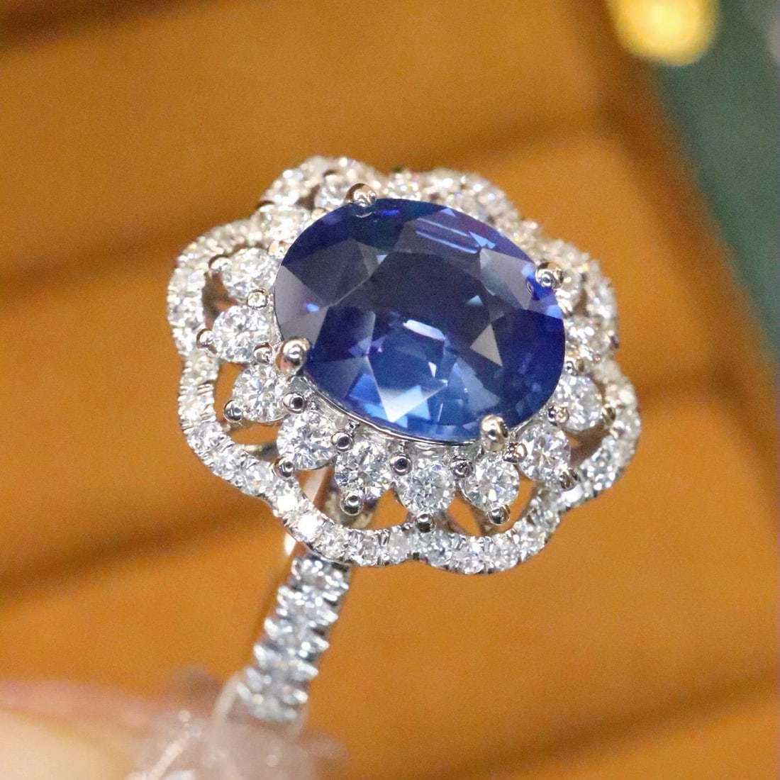 14k Gold 2.58 Ctw Natural Sapphire & Diamond Ring - 2