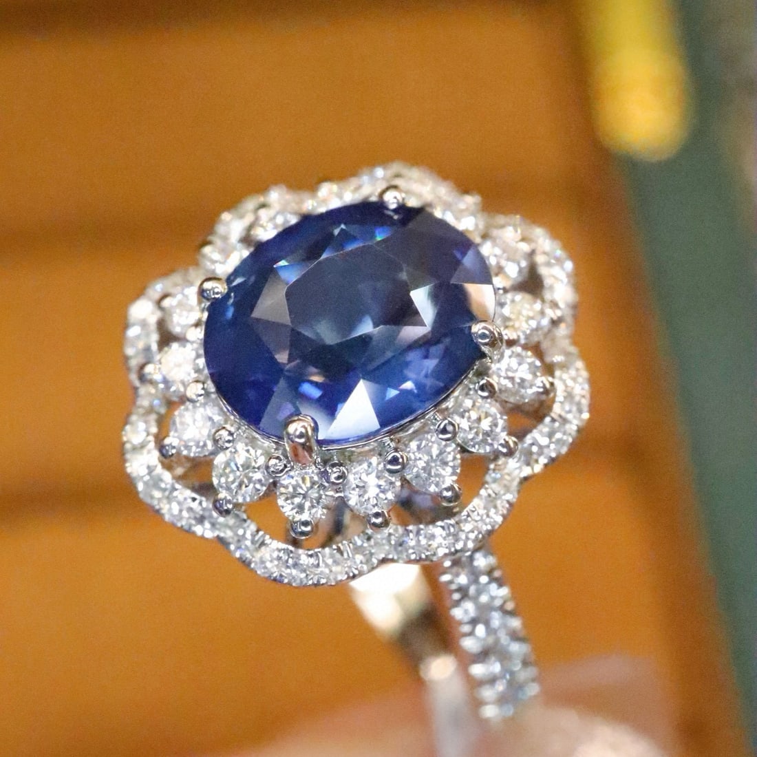 14k Gold 2.58 Ctw Natural Sapphire & Diamond Ring - 3