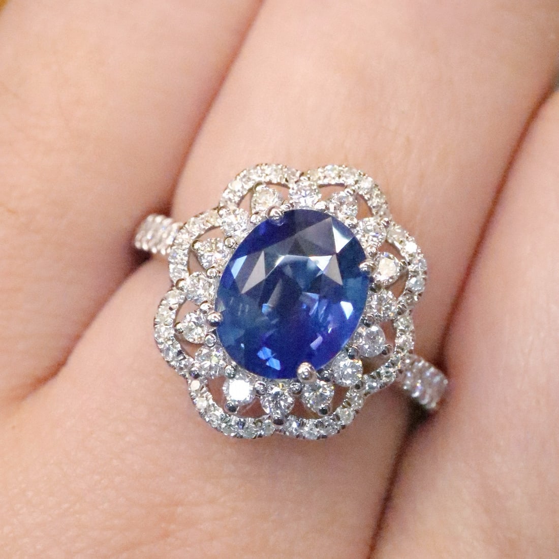 14k Gold 2.58 Ctw Natural Sapphire & Diamond Ring - 5