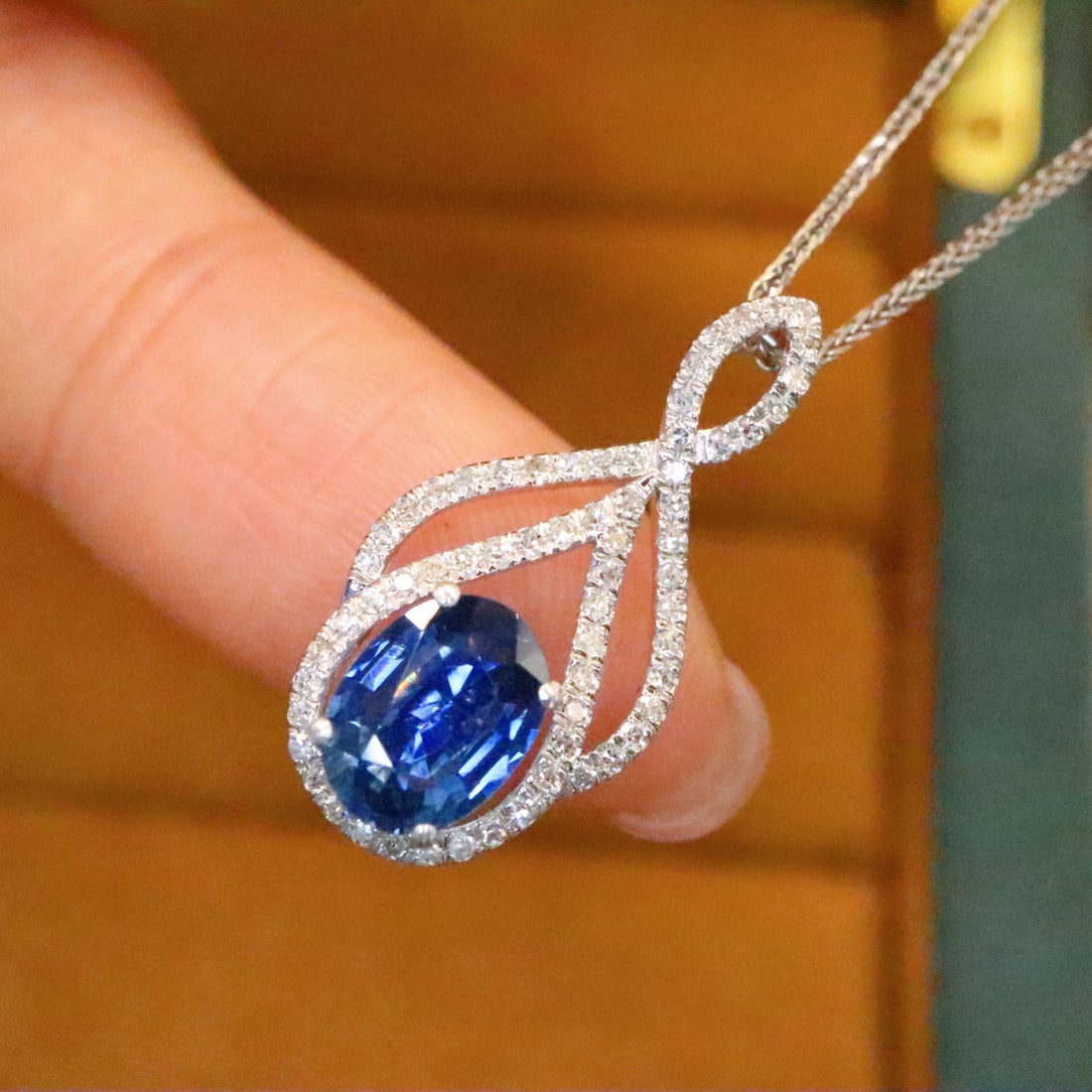 14k Gold 1.22 Ctw Natural Sapphire & Diamond Pendant( Without Chain ) - 3