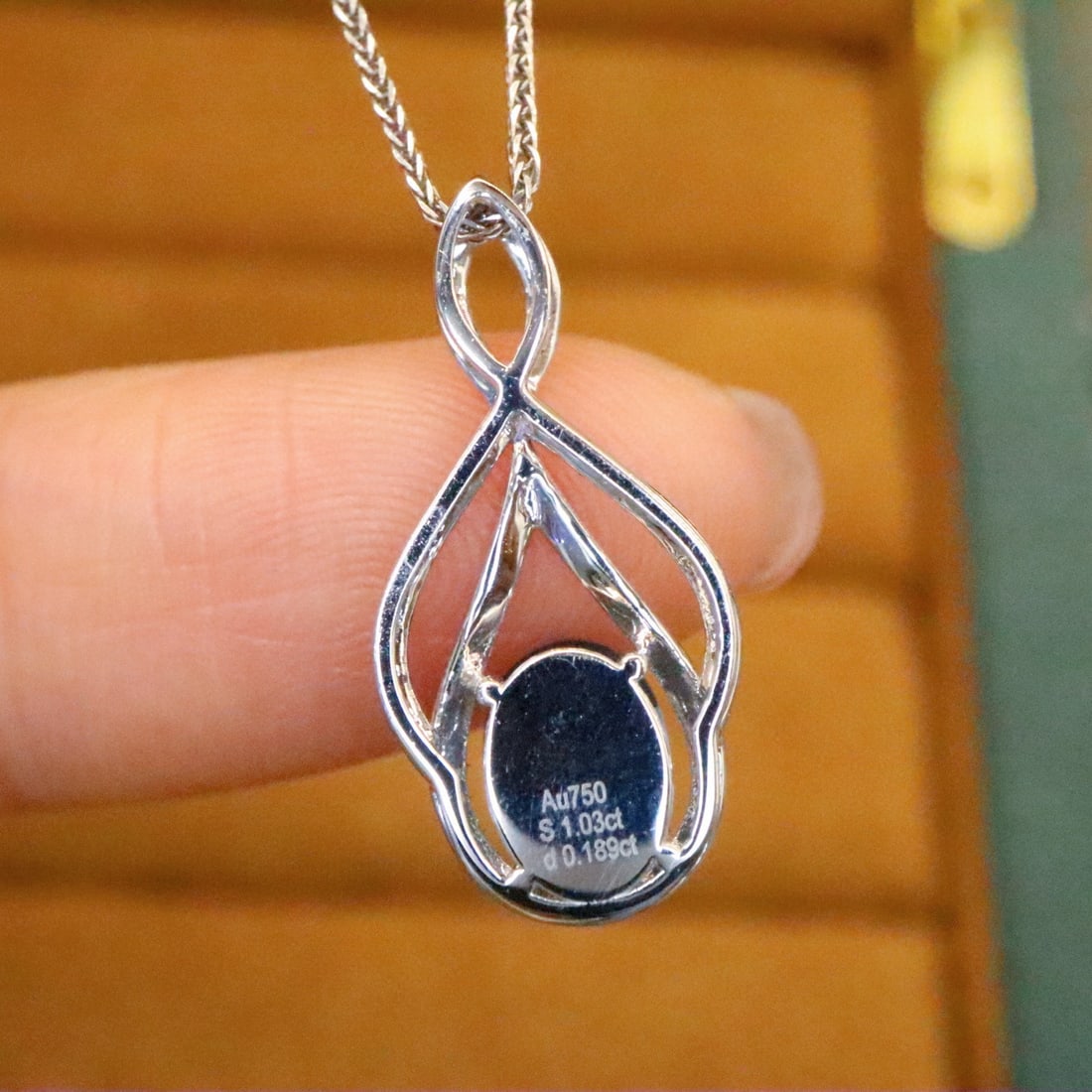 14k Gold 1.22 Ctw Natural Sapphire & Diamond Pendant( Without Chain ) - 4