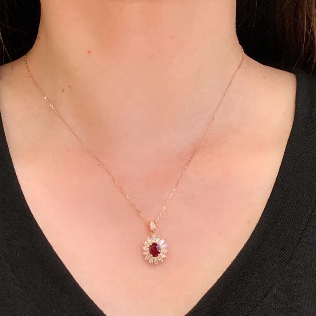 14k Gold 3.58 Ctw Natural Ruby & Diamond Jewelry Set - 6