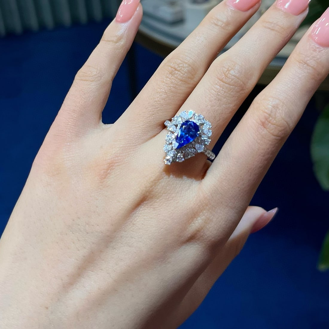 14k Gold 3.21 Ctw Natural Sapphire & Diamond Ring - 5