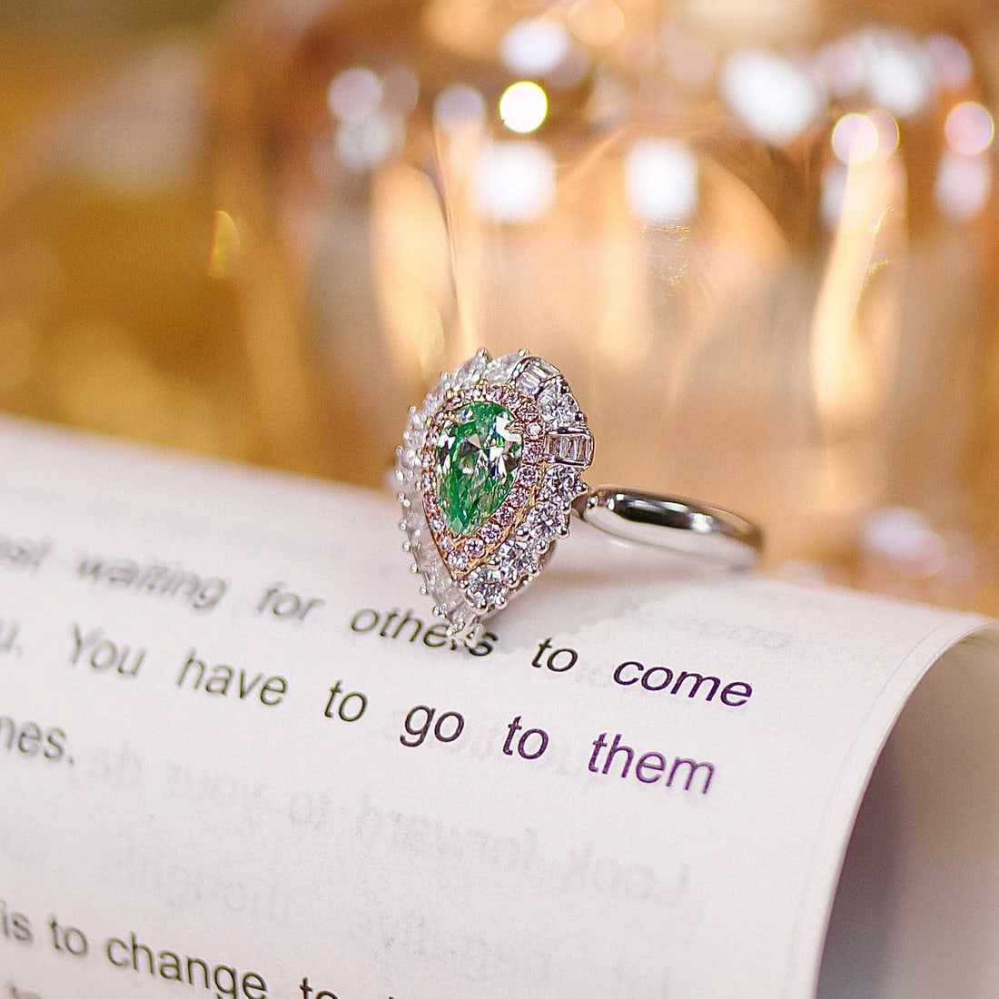 Gia Certified 14k Gold 1.10 Ctw Natural Green Diamond & Diamond Ring/pendant( Without Chain ) - 2