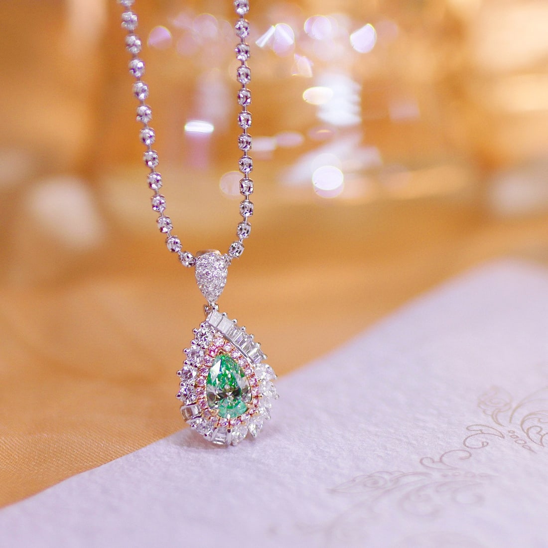 Gia Certified 14k Gold 1.10 Ctw Natural Green Diamond & Diamond Ring/pendant( Without Chain ) - 3