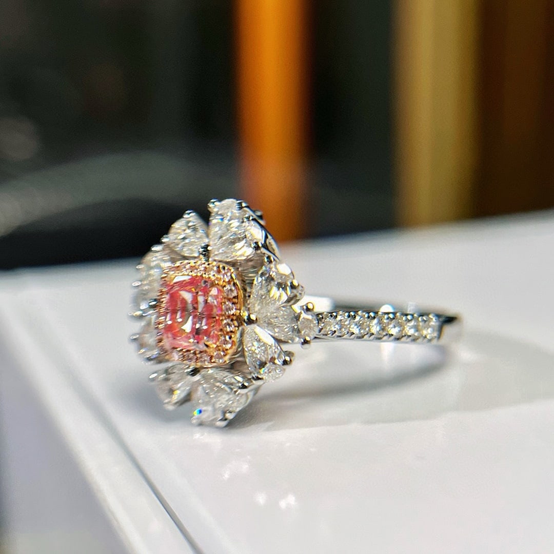 14k Gold 1.64 Ctw Natural Pink Diamond & Diamond Ring/pendant( Without Chain ) - 2