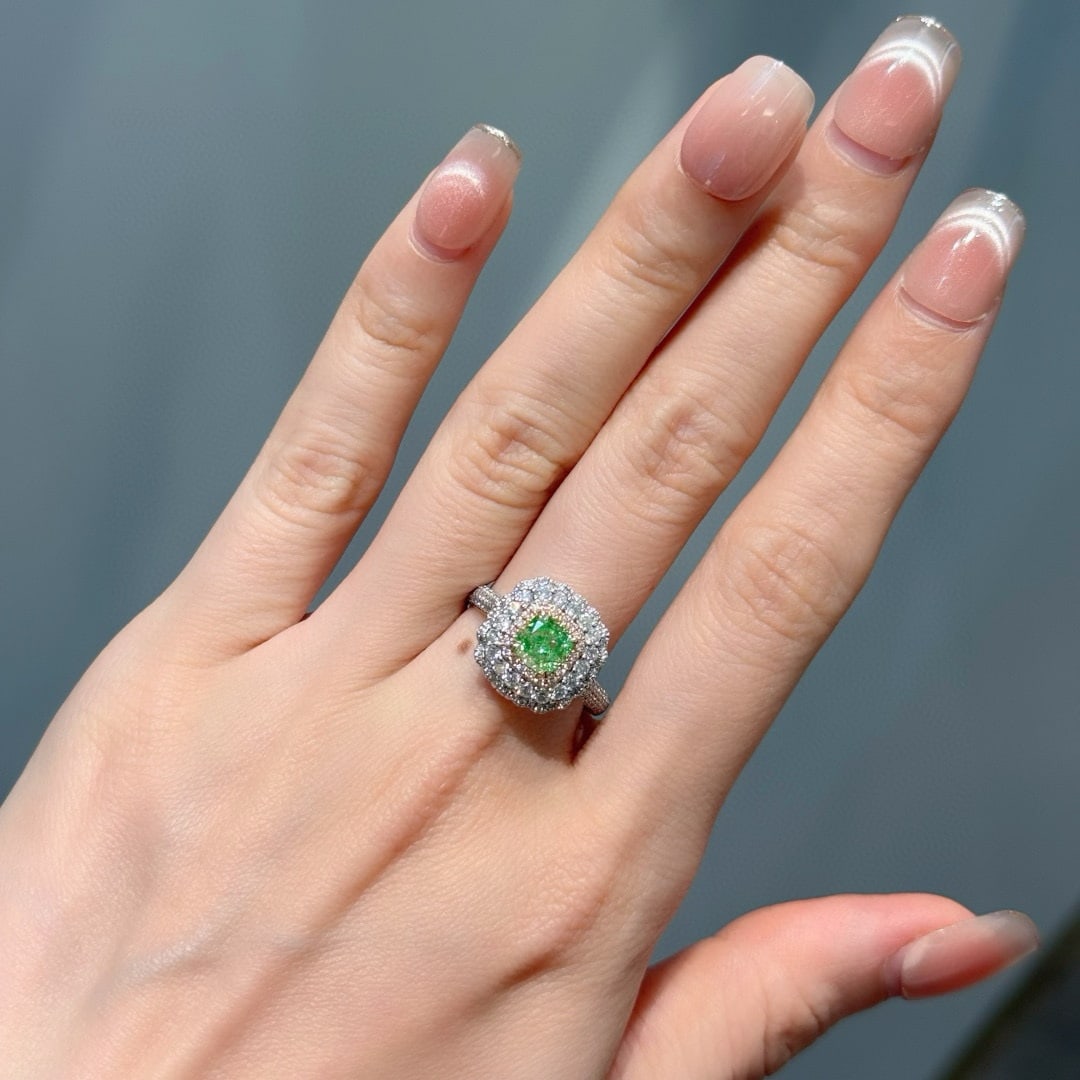 14k Gold 1.86 Ctw Natural Green Diamond & Diamond Ring/pendant( Without Chain ) - 4