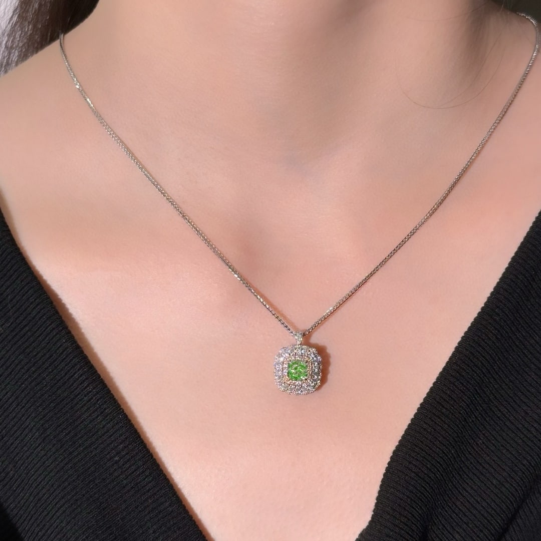 14k Gold 1.86 Ctw Natural Green Diamond & Diamond Ring/pendant( Without Chain ) - 5