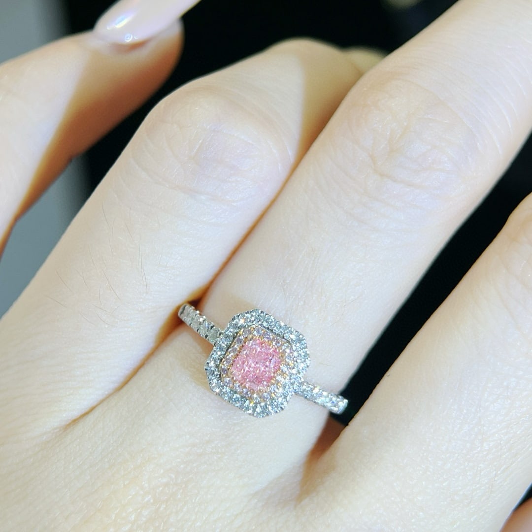 14k Gold 0.65 Ctw Natural Pink Diamond & Diamond Ring - 5