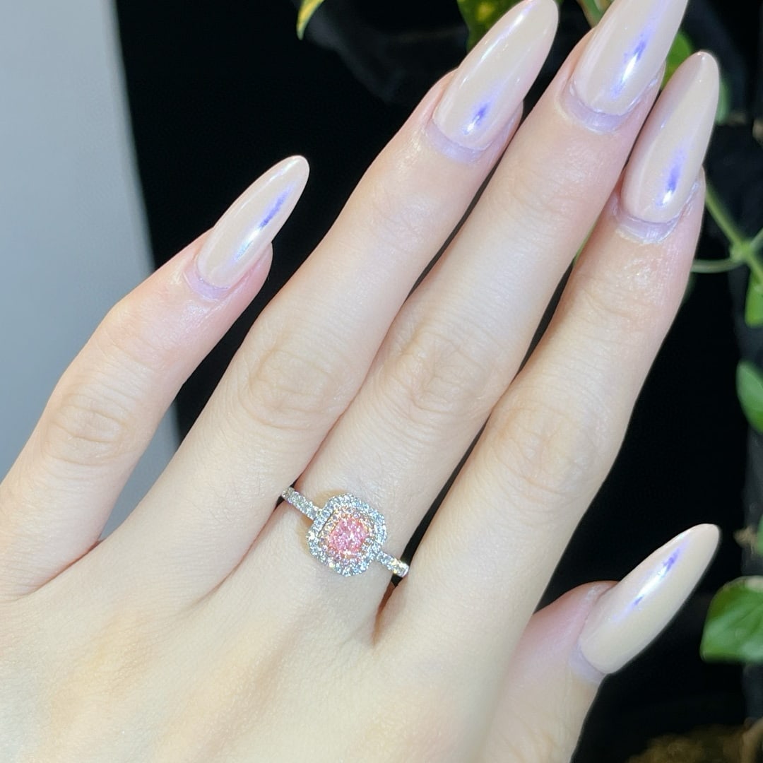 14k Gold 0.65 Ctw Natural Pink Diamond & Diamond Ring - 6