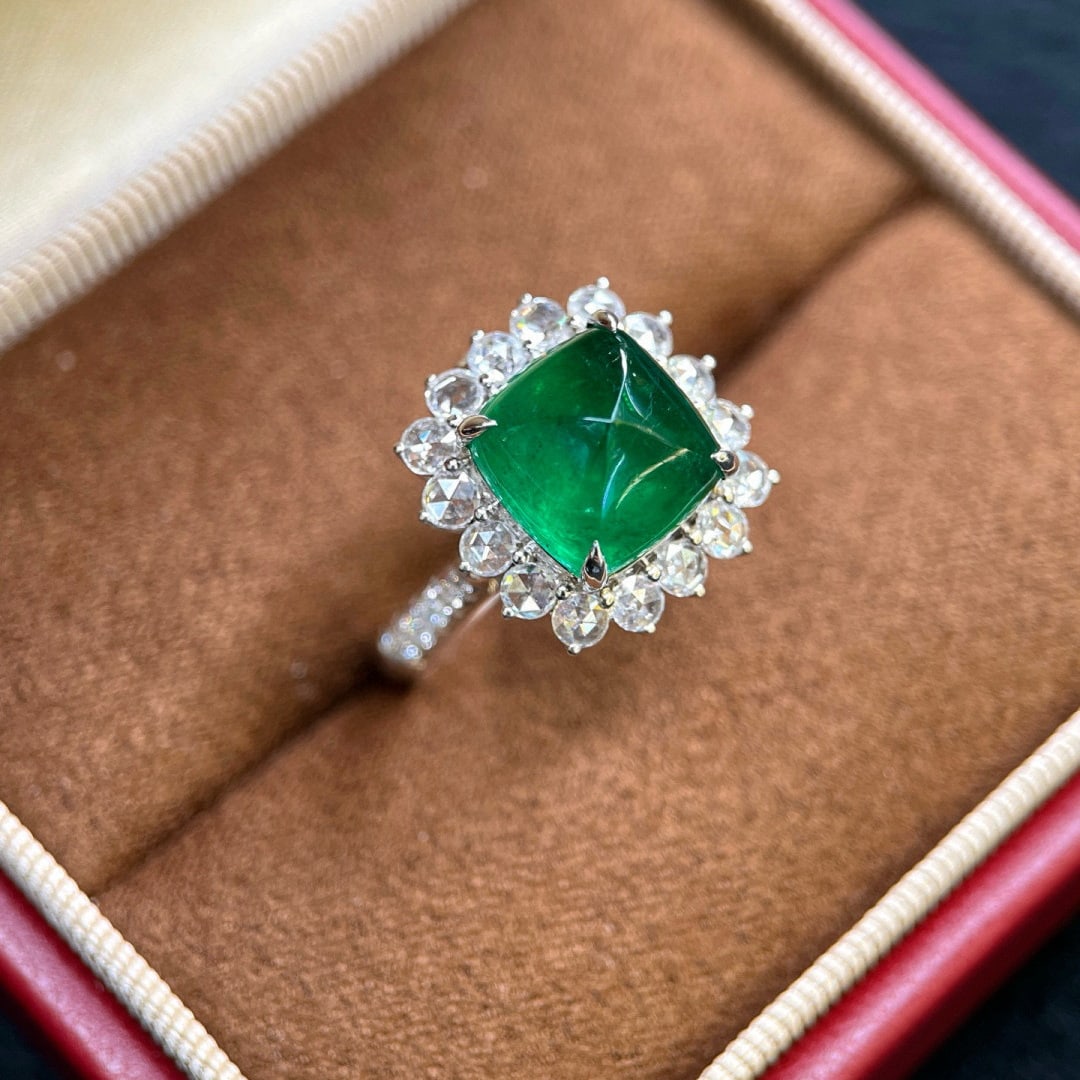 14k Gold 5.96 Ctw Vivid Green Natural Emerald & Diamond Ring/pendant( Without Chain ) - 2