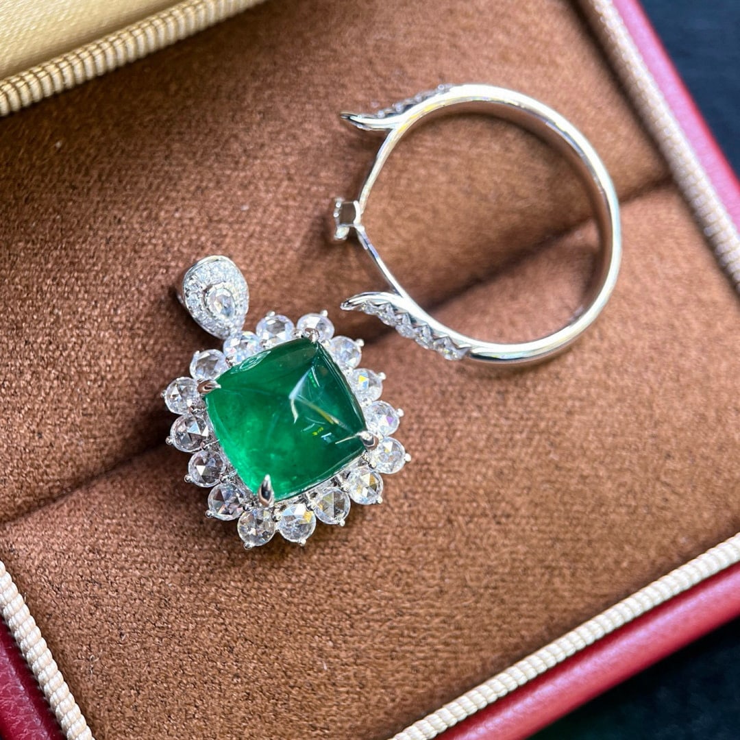 14k Gold 5.96 Ctw Vivid Green Natural Emerald & Diamond Ring/pendant( Without Chain ) - 4