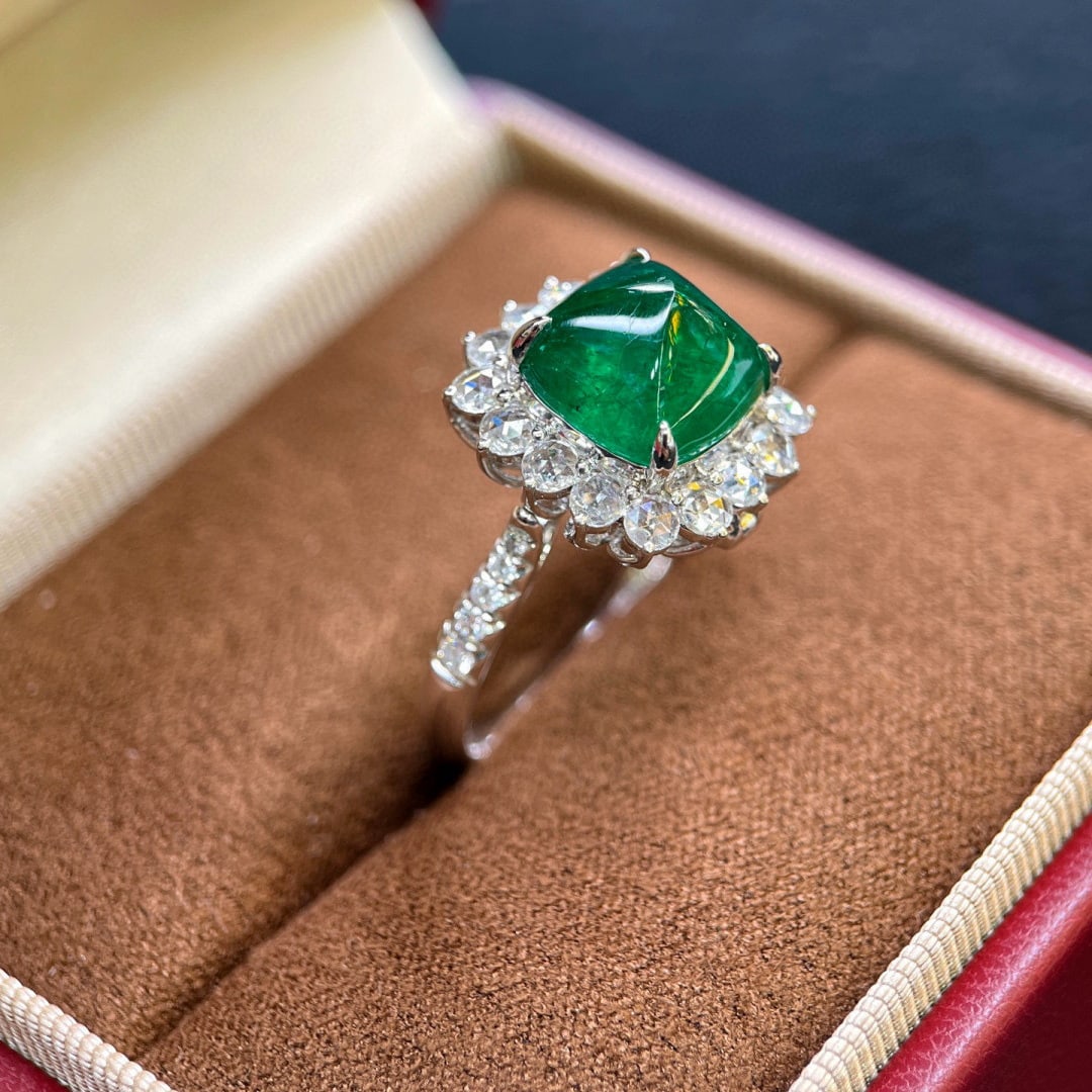 14k Gold 5.96 Ctw Vivid Green Natural Emerald & Diamond Ring/pendant( Without Chain ) - 5