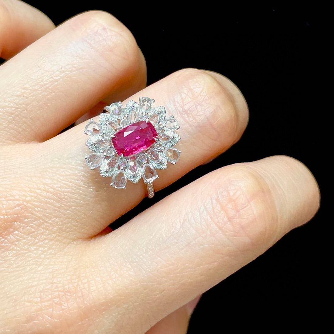 14k Gold 1.08 Ct Natural Ruby & Diamond & Sapphire Ring - 5