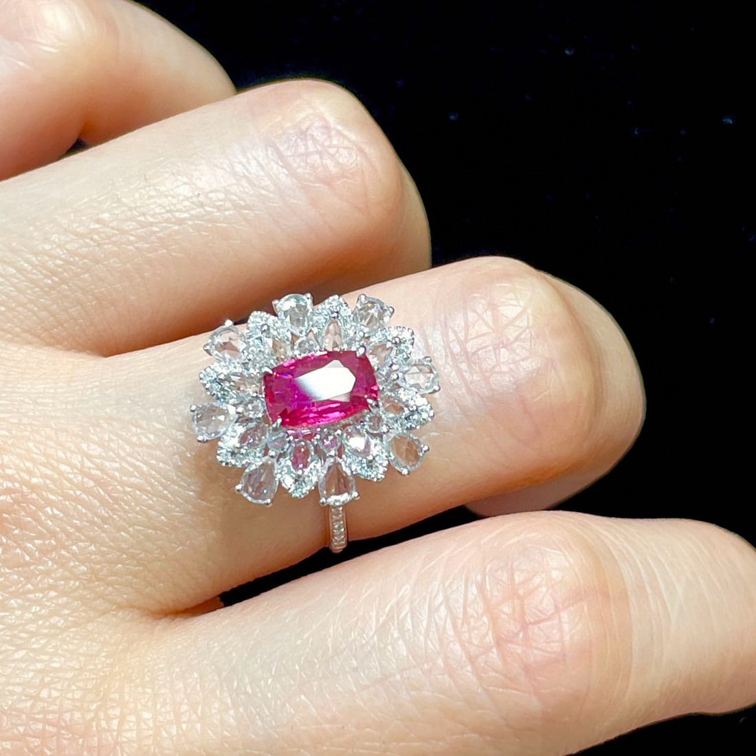 14k Gold 1.08 Ct Natural Ruby & Diamond & Sapphire Ring - 6