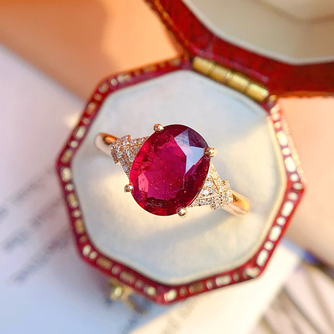 14k Gold 1.75 Ct Natural Tourmaline & Diamond Ring - 2