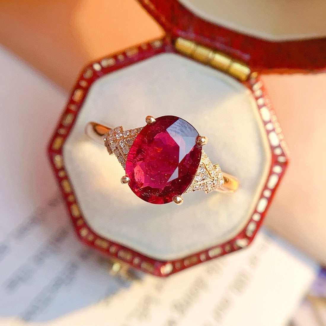 14k Gold 1.75 Ct Natural Tourmaline & Diamond Ring - 4