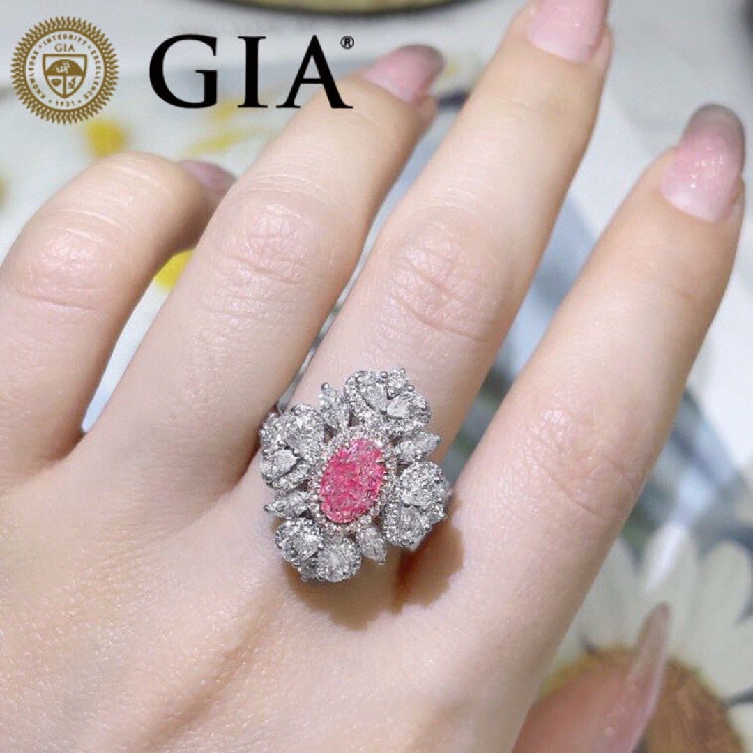 Gia Certified 14k Gold 2.56 Ctw Natural Pink Diamond & Diamond Ring/pendant( Without Chain ) - 3