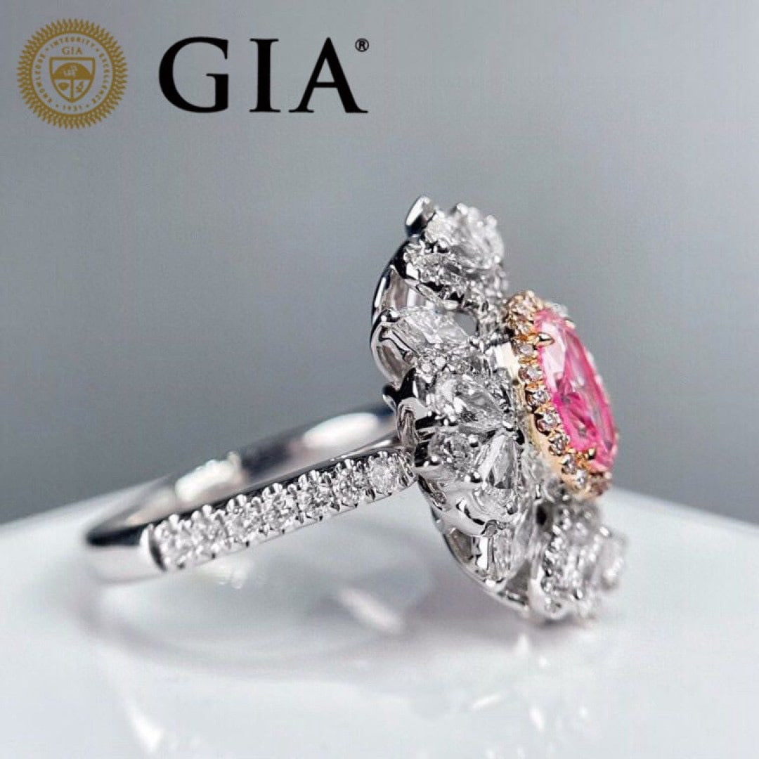 Gia Certified 14k Gold 2.56 Ctw Natural Pink Diamond & Diamond Ring/pendant( Without Chain ) - 5