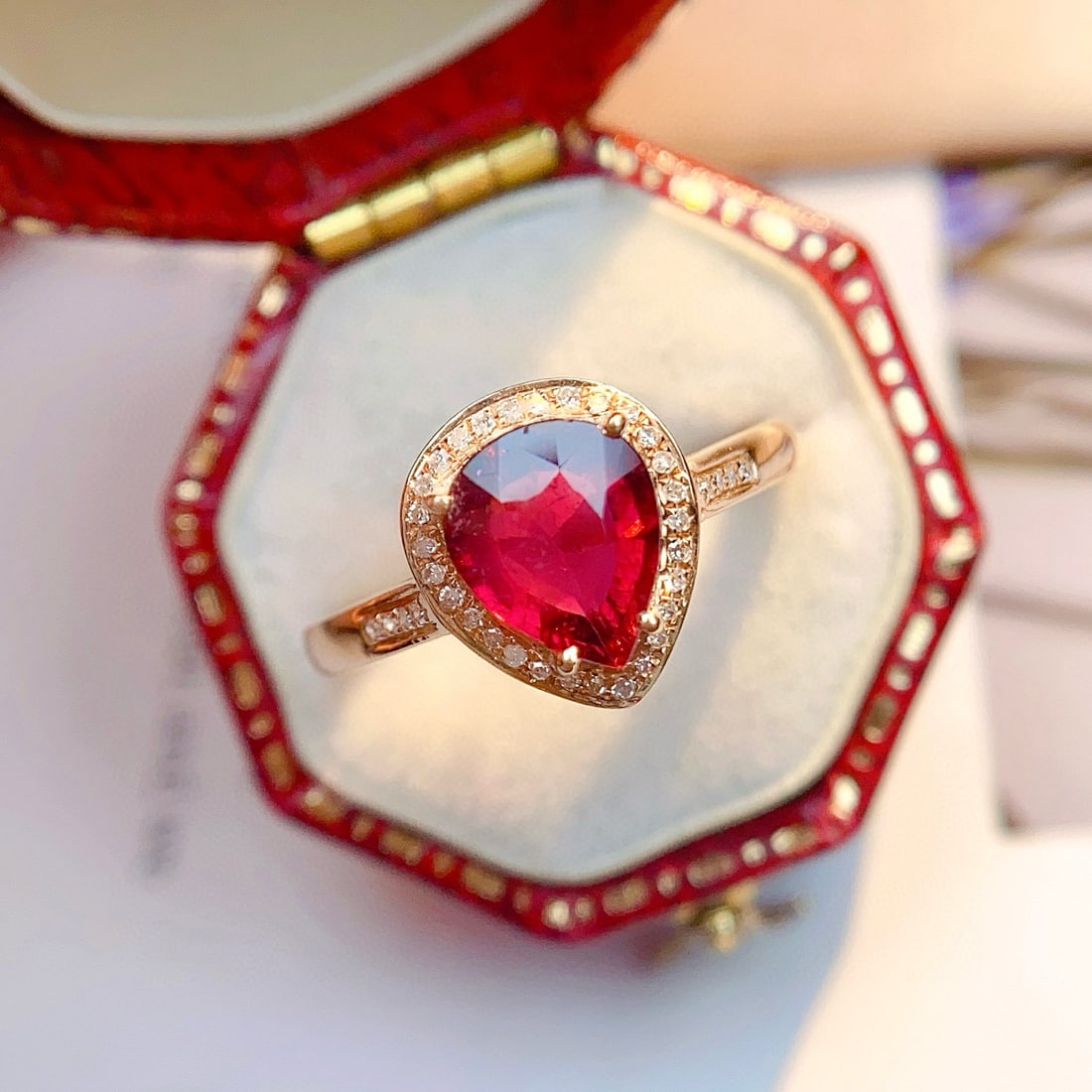 14k Gold 1.25 Ct Natural Tourmaline & Diamond Ring - 2