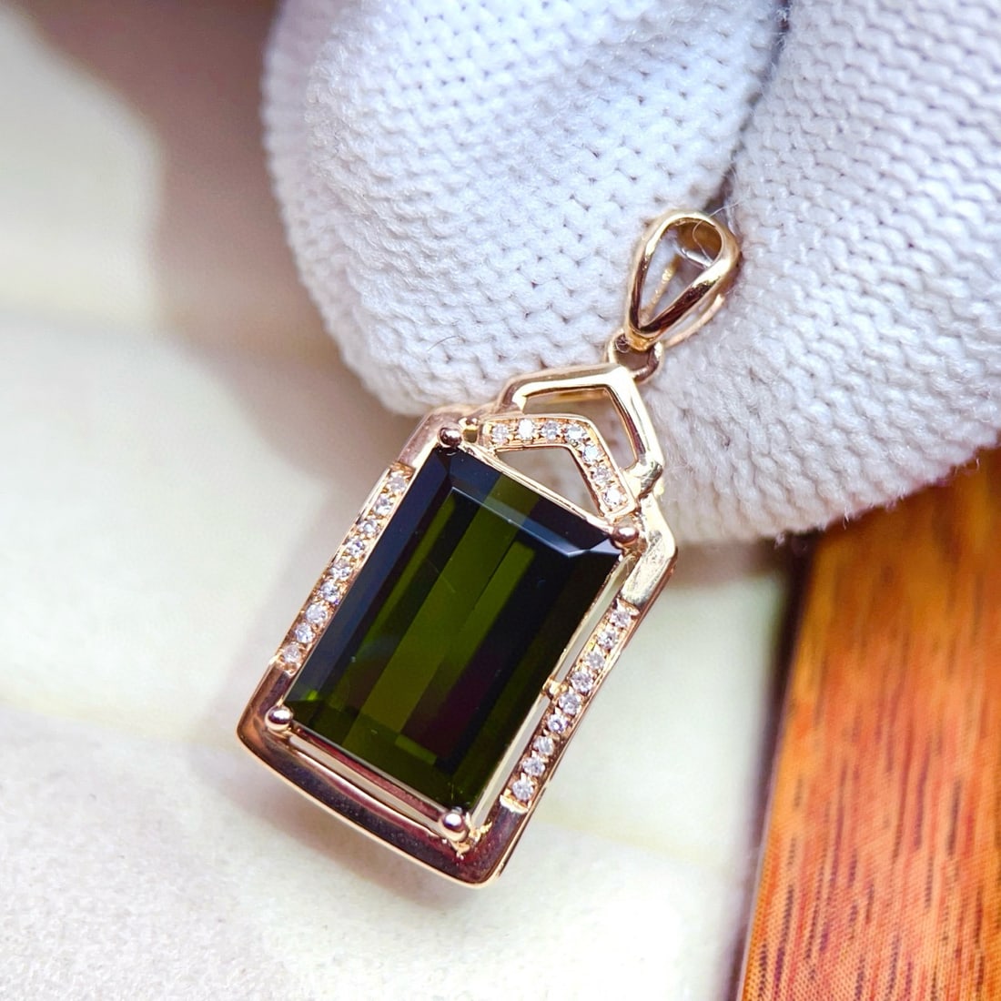 14k Gold 4.52 Ctw Natural Tourmaline & Diamond Pendant( Without Chain ) - 4