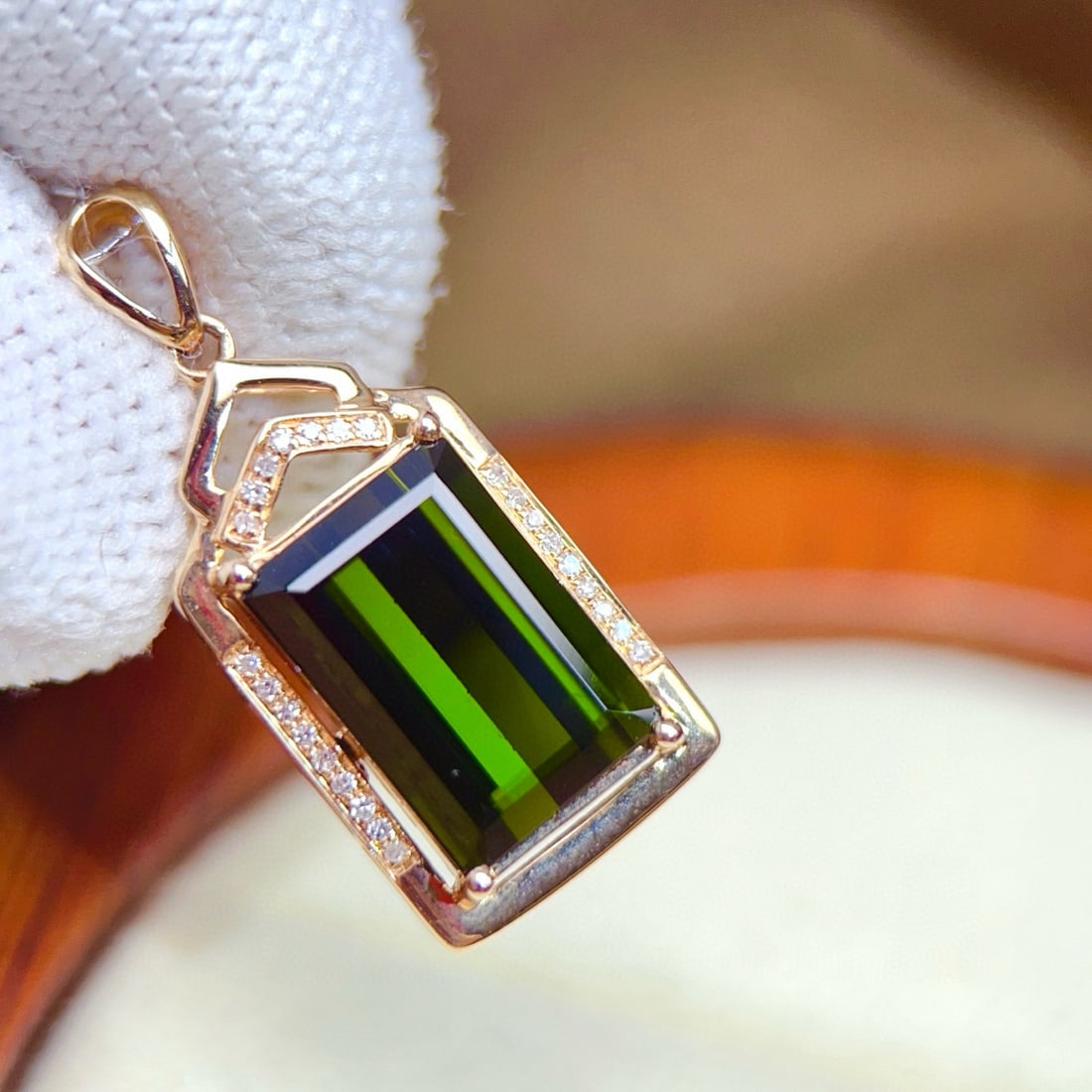 14k Gold 4.52 Ctw Natural Tourmaline & Diamond Pendant( Without Chain ) - 5