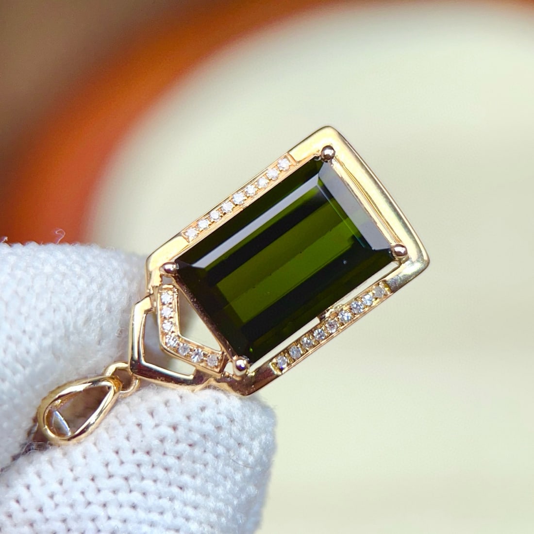 14k Gold 4.52 Ctw Natural Tourmaline & Diamond Pendant( Without Chain ) - 6