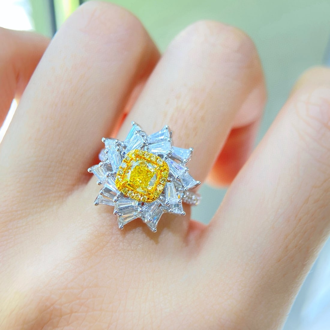 Gia Certified 14k Gold 2.23 Ctw Natural Yellow Diamond & Diamond Ring/pendant( Without Chain ) - 4