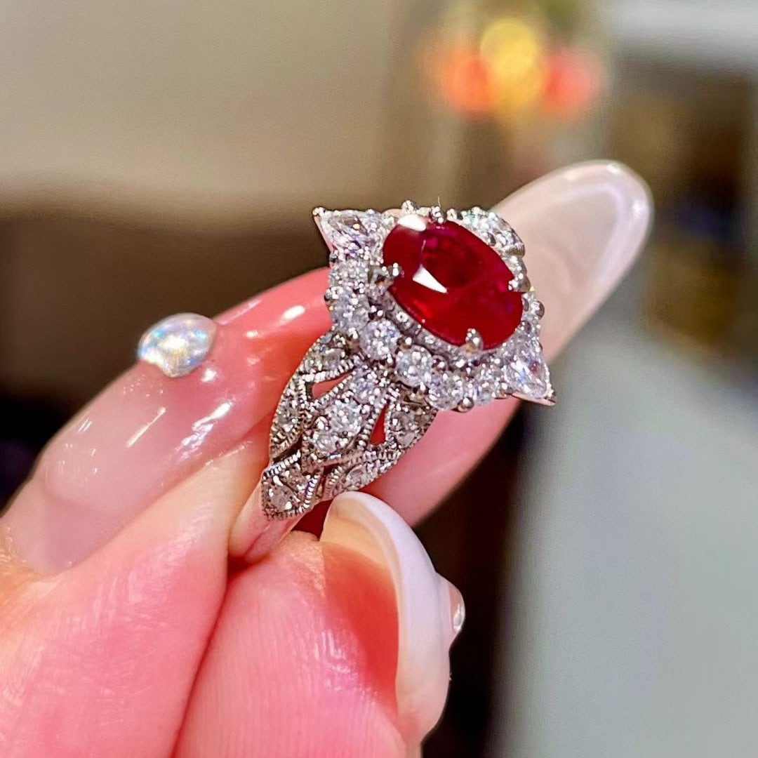 14k Gold 1.40 Ctw Natural Ruby & Diamond Ring - 3