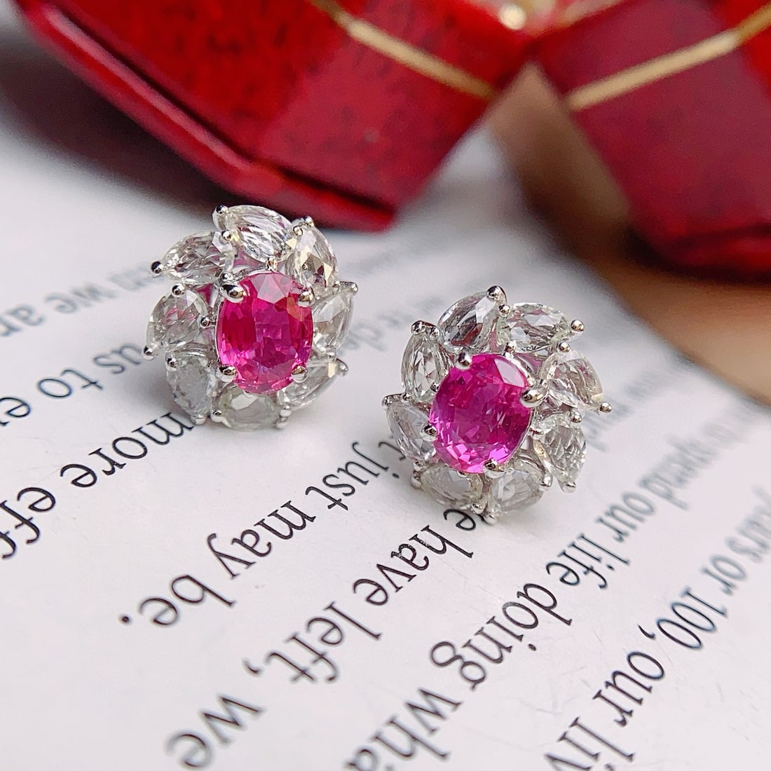 14k Gold 1.00 Ct Natural Ruby & Sapphire Earrings - 4