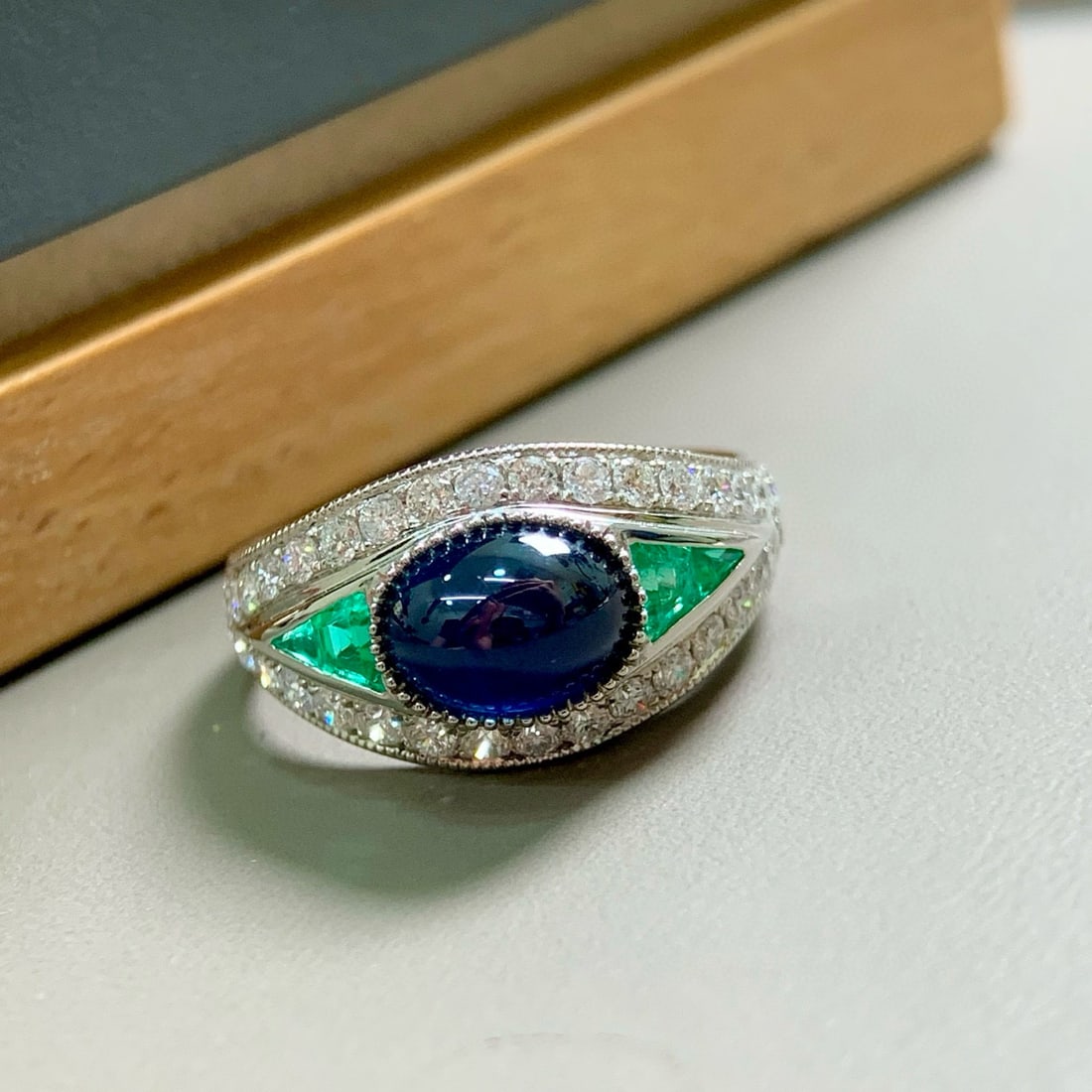 14k Gold 2.57 Ctw Natural Sapphire & Diamond Ring - 3