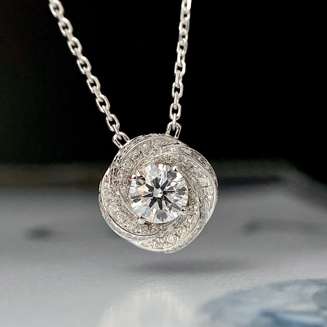 Gia Certified 14k Gold 0.3 Ct Natural G Si2 3ex Round Diamond Necklace - 2