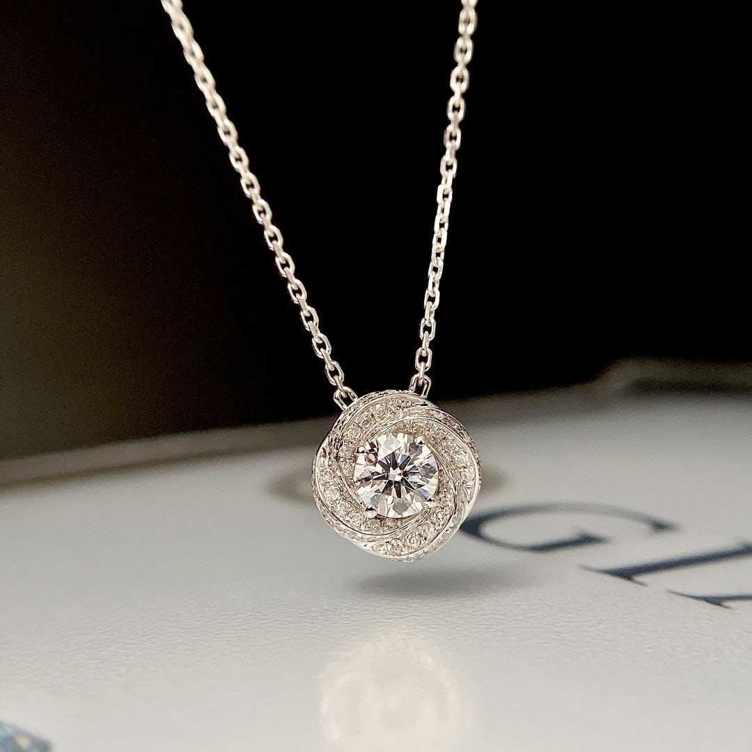 Gia Certified 14k Gold 0.3 Ct Natural G Si2 3ex Round Diamond Necklace - 3