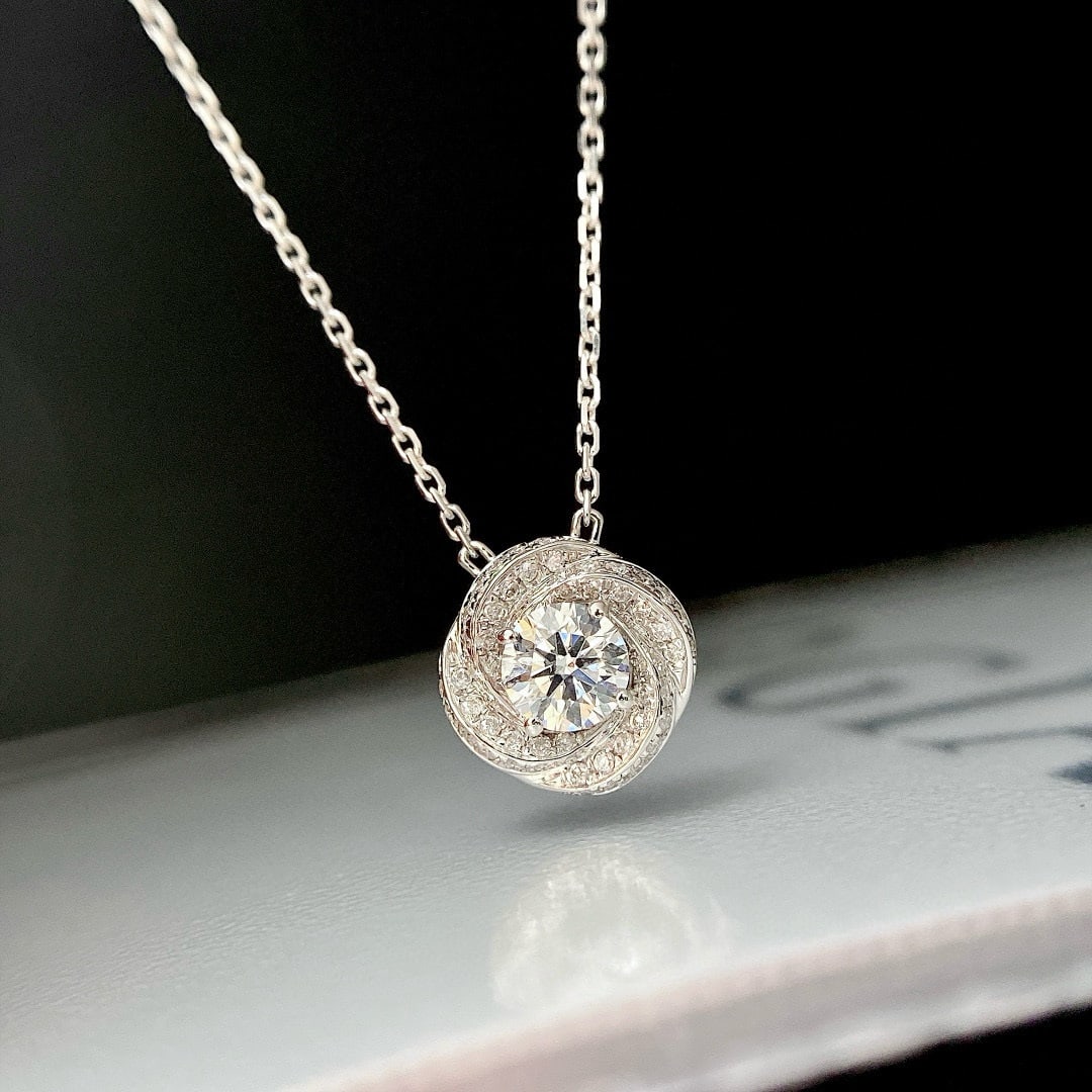 Gia Certified 14k Gold 0.3 Ct Natural G Si2 3ex Round Diamond Necklace - 4
