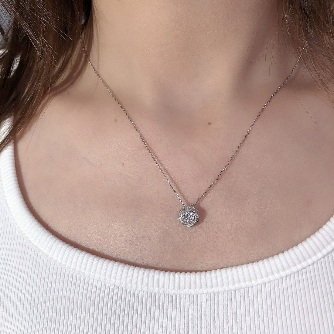 Gia Certified 14k Gold 0.3 Ct Natural G Si2 3ex Round Diamond Necklace - 5