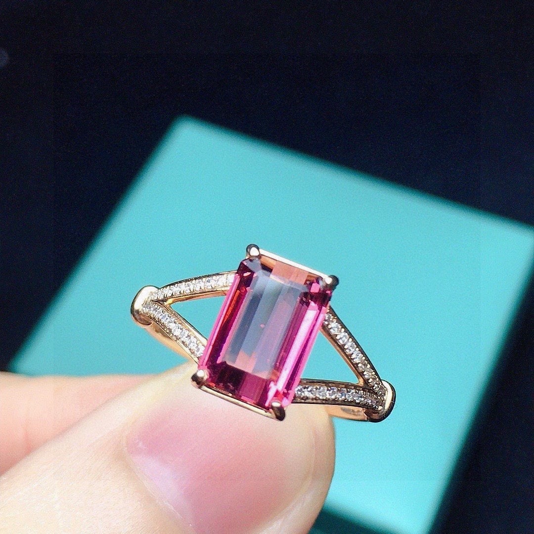 14k Gold 2.0 Ct Natural Tourmaline & Diamond Ring - 2