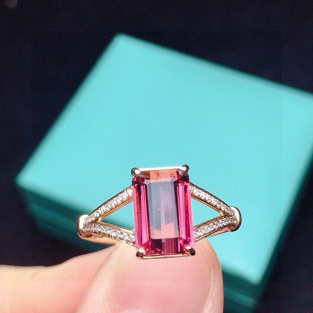 14k Gold 2.0 Ct Natural Tourmaline & Diamond Ring - 3