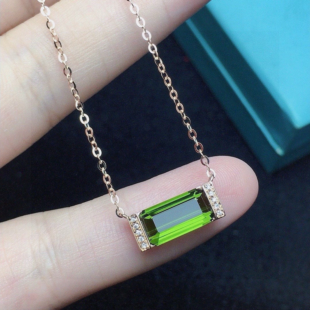 14k Gold 1.68 Ct Natural Tourmaline & Diamond Necklace - 3