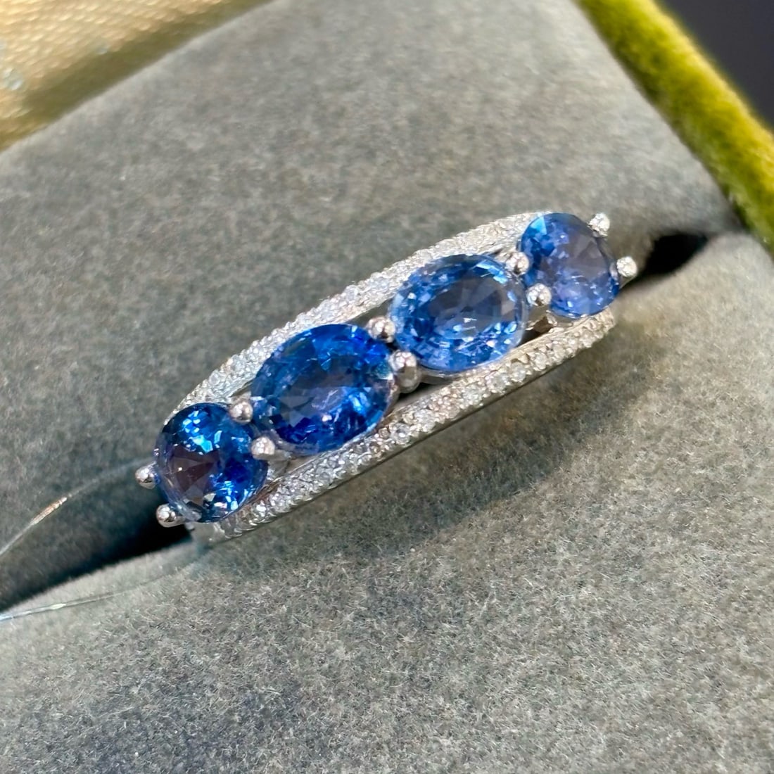 14k Gold 1.37 Ct Natural Sapphire & Diamond Ring - 6