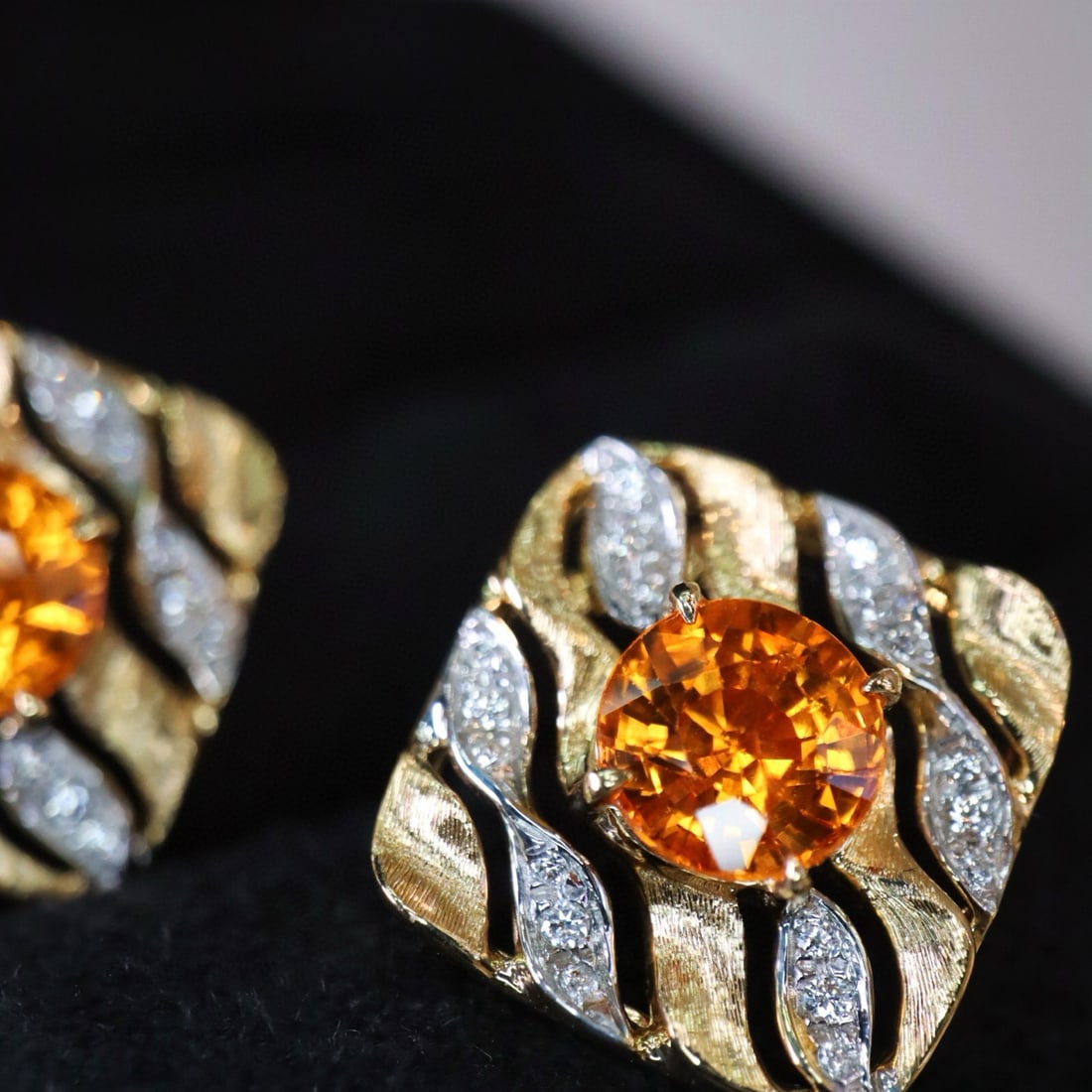 14k Gold 4.41 Ctw Natural Spessartine & Diamond Jewelry Set - 6