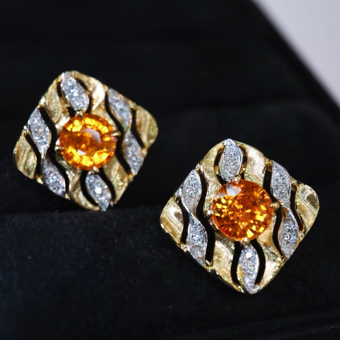 14k Gold 4.41 Ctw Natural Spessartine & Diamond Jewelry Set - 7